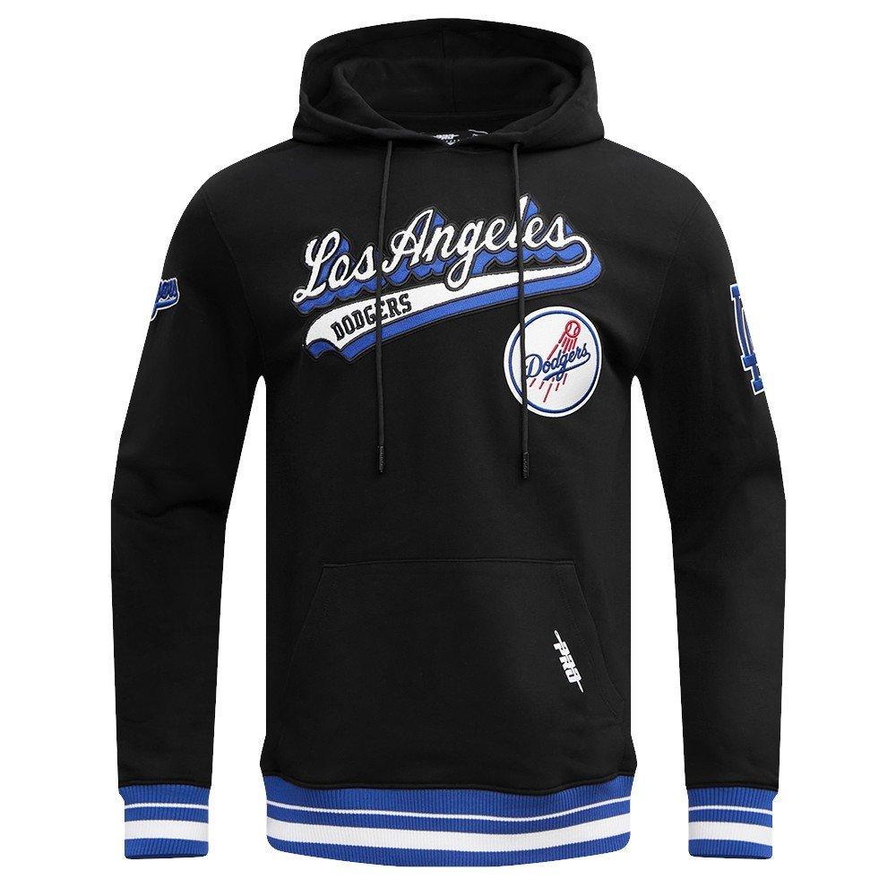 Pro Standard Men's MLB Los Angeles Dodgers Script Tail Rib Fleece Pullover Hoodie - Black/Blue - BLACK/BLUE